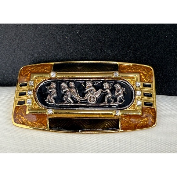 Vintage Berebi Brooch Limited Edition Chariot Hapsburg Palace‎ Enamel Gold Tone